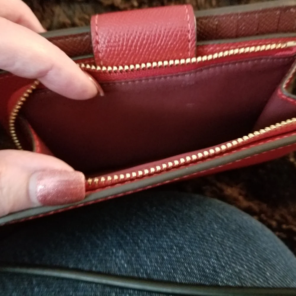 Coach Red Wallet with Textured Leather and Gold Logo Like New!! - Picture 3 of 6